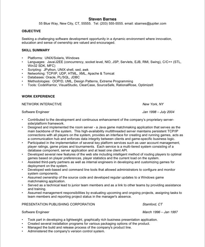 Download resume for software engineer
